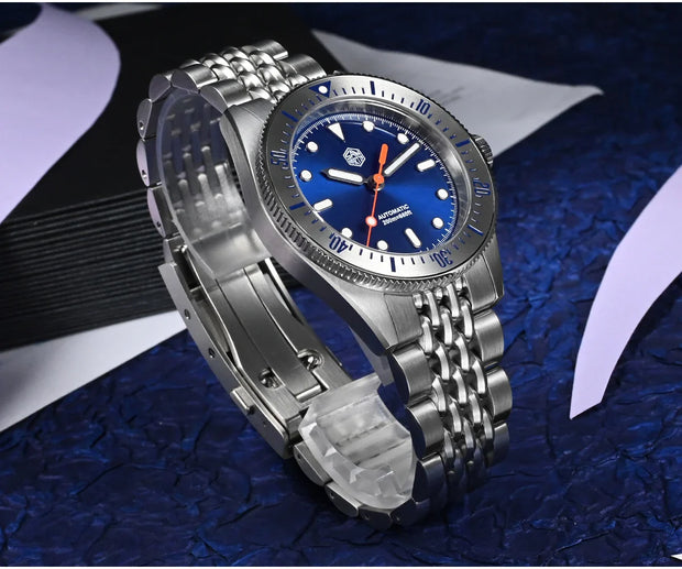 San Martin Original Design 38.8mm Upgrade Diver Watch Sunburst Enamel Dial NH35 Automatic Mechanical Luxury Waterproof 200m Lume