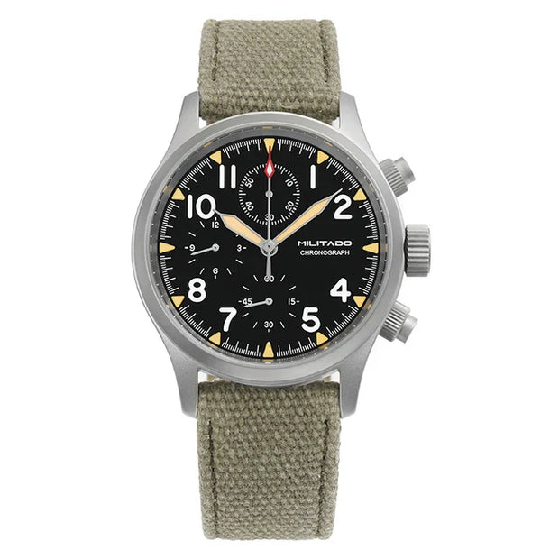 MILITADO Chronograph 39mm Watch BGW-9 Luminous Retro Military 100m Waterproof VK61 Quartz Movement Steel Vintage Men Wristwatch
