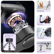 AI Face Tracking Handheld Gimbal Stabiliser 360° Shoot,Magnetic Remote Selfie Stick Tripod for Smartphone,1/4'' Screw for Camera
