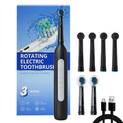 Rotating electric toothbrush suitable for adults, equipped with 6 brush heads, type-c charging, 3-speed 2-minute timed zoning