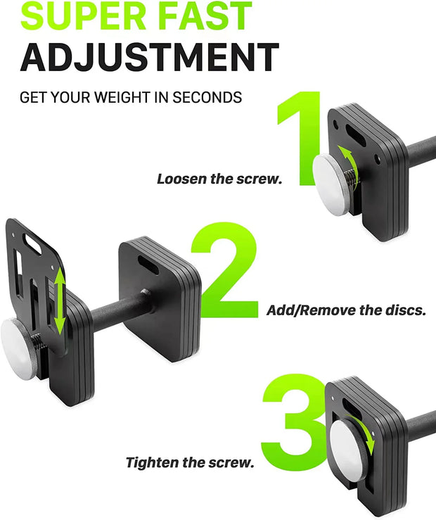 3-in-1 Adjustable Dumbbell Set Free Weight Dumbbells, Kettlebells, and Barbell for Versatile Fitness Training