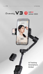 hohem Official V3 Smartphone Stabilizer Ai Face Tracking 3-Axis Phone Gimbal Built-in Selfie Stick Portable iPhone16/Samsung