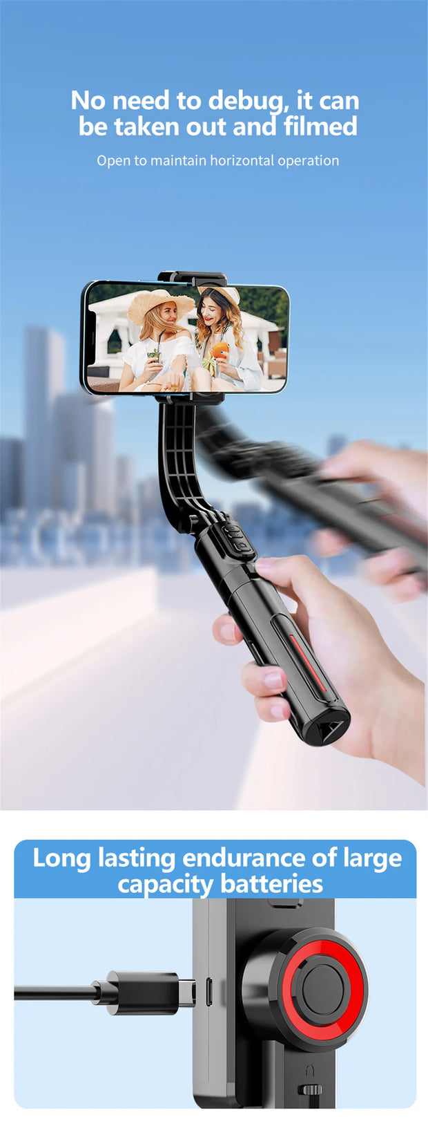 FANGTUOSI New Mobile Video stabilizer Bluetooth selfie stick tripod Wireless cellphone Gimbal Stabilizer For Smartphone Live