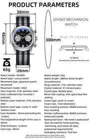 ADDIESDIVE Hot Sale AD2095 Watches For Men Multifunction Chronograph 38mm AR Coating Quartz WristWatches VK64 Waterproof Clock