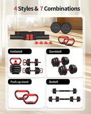 Adjustable Dumbbells 10 20 30 40 60 80lbs Free Weight Set with Connector 4 in1 Dumbbells Set Used as Barbell Kettlebells Push up