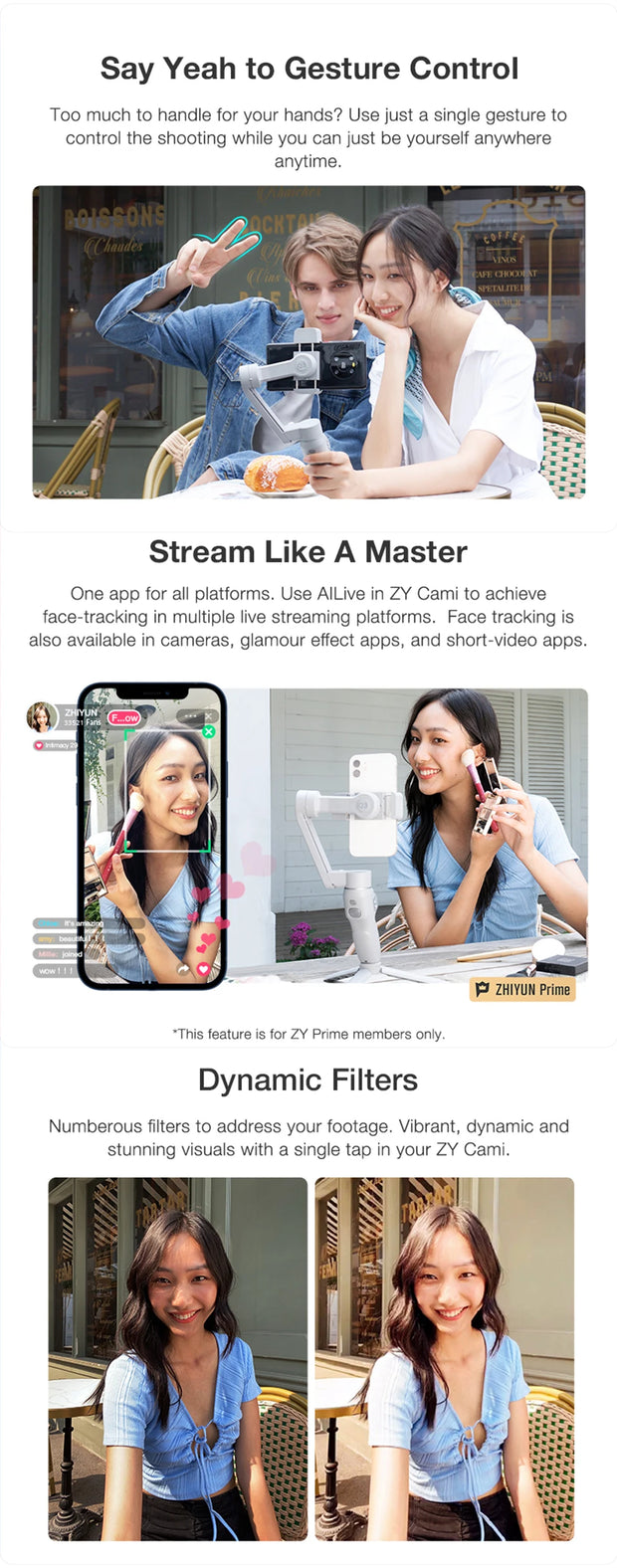 ZHIYUN Official SMOOTH Q3 Phone Gimbal 3-Axis Smartphones Handheld Stabilizer Fill Light for iPhone 13 Android