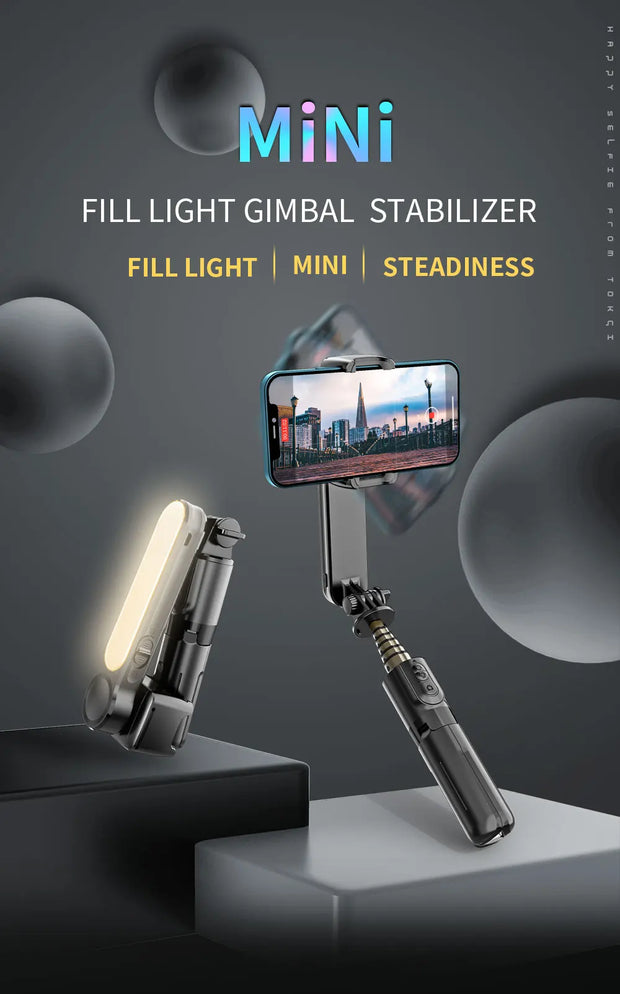 Handheld Selfie Stick Gimbal Stabilizer Holder Adjustable Fill Light Selfie Stand Bluetooth Mobile Phone  For IPhone Samsung