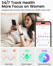 Smart Watches for Women [400+Watch Faces/Calls/Female Health], 1.27" Fitness Tracker Smartwatch for iPhone ＆ Android, Activity T