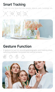 360° AI Handheld Gimbal Mobile Phone Anti-Shake Stabilizer Auto Face Tracking Aluminum Rod With Fill Light Optional Microphone