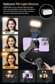 AXNEN M02 Gimbal Smartphone Stabilizer 3-Axis Anti-shake Video Record Handheld Selfie Gimbals for iPhone Android Face Tracking