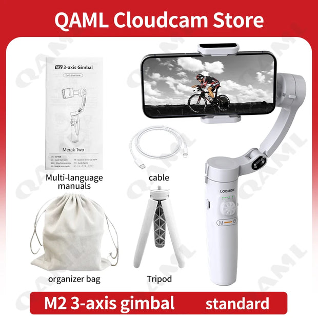 QAML M2 2024 New 360 Rotation Gimbal Stabilizer Selfie Stick Desktop tracking gimbal For Tiktok Smartphone live