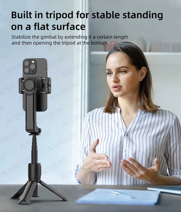 AXNEN HQ2 SERIES Mobile Phone Stabilizer Handheld Gimbal for Smartphone Gopro Action Camera Extension Rod Selfie Stick Tripod