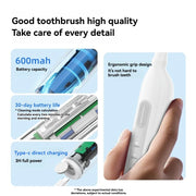 Rotating electric toothbrush suitable for adults, equipped with 6 brush heads, type-c charging, 3-speed 2-minute timed zoning