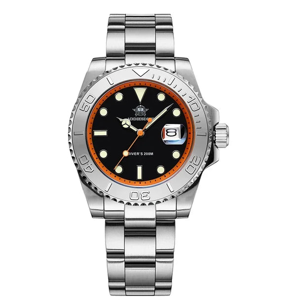 ADDIESDIVE Diving AD2040 Quartz Watches Stainless Steel 200m Waterproof Calendar Display Wristwatch Fashion Super Luminous Watch