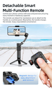M02 New 3-Axis Handheld Gimbal Stabilizer for Smartphone with Wireless Remote for iPhone Android Phone Face Tracking Tiktok Vlog