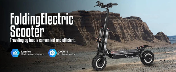 6000W High Power Adult Electric Scooter  Off-Road Commute Foldable 60V 38Ah Large Battery 60 Miles Range 50 Mph Fast E-Scooter