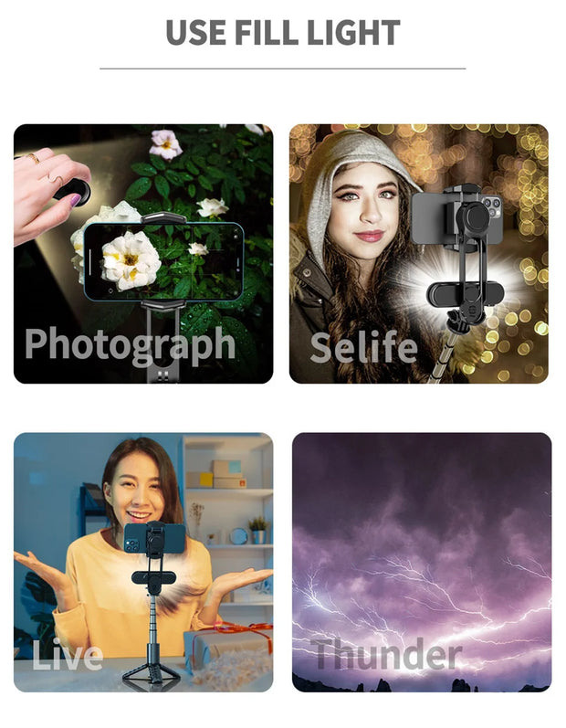 2025 new Q09 Wireless Bluetooth Selfie Stick stand Tripod Handheld Gimbal Stabilizer Monopod Shutter for IOS Android Universal
