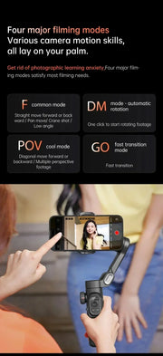 3-Axis Handheld Gimbal Wheel Selfie Stick With Fill Light Phone Holder Outdoor Photography Vlog Recording for iOS Android