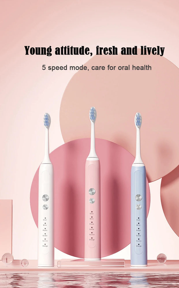 Sonic Electric Toothbrush Adults Electric Toothbrushes with 4 Tooth Brush Replacement Head and 5 Brushing Modes