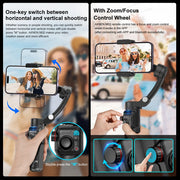 AXNEN M02 Gimbal Smartphone Stabilizer 3-Axis Anti-shake Video Record Handheld Selfie Gimbals for iPhone Android Face Tracking