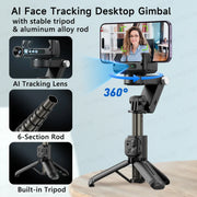AXNEN Q19 AI Desktop Gimbal Stabilizer 360 Rotation Auto Face Tracking Mobile Phone Handheld Anti-shake Selfie with Fill Light