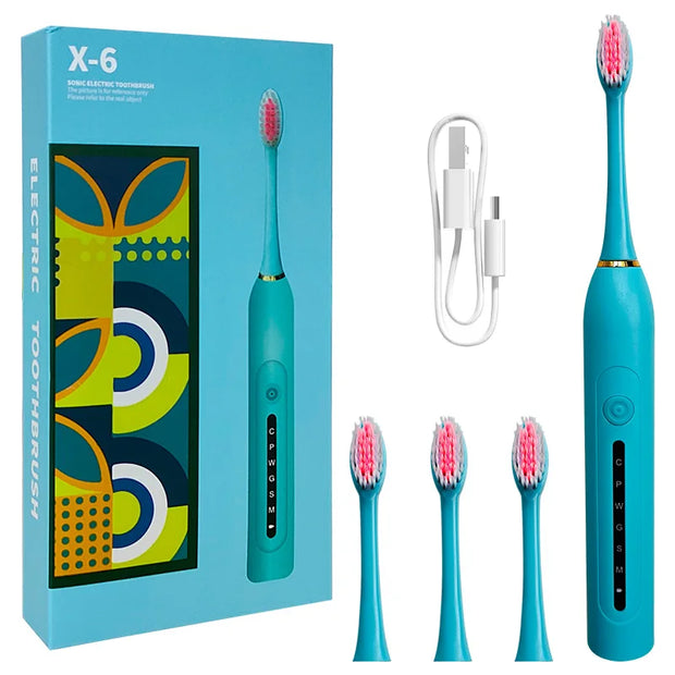 Smart Sonic Electric Toothbrush Waterproof Portable with Ultra Fine Soft Bristles 6 Speed Charging for Adults And Children