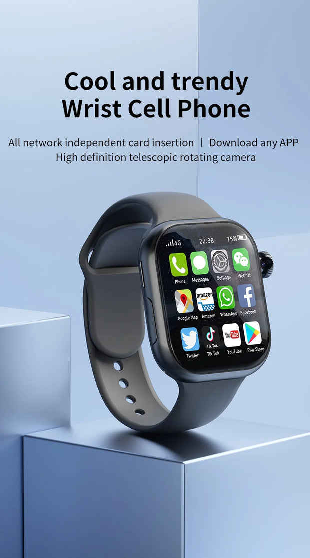 8GB+128GB S10 Cellular Version Smartwatch 4G Android 10.0 180° Rotating Camera 256GB Storage GPS WIFI Global Version Smart Watch