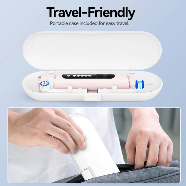 Seago Rotating Electric Toothbrush for Adults with 8 Toothbrush Heads and Travel Box Smart Display 5 Modes Waterproof SG-2607