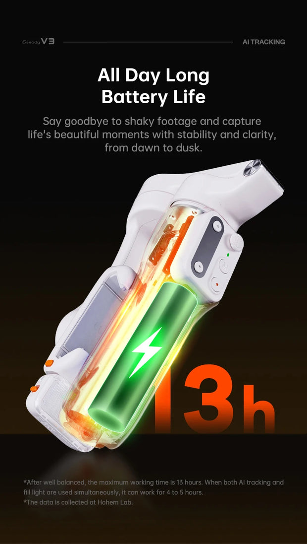 hohem Official V3 Smartphone Stabilizer Ai Face Tracking 3-Axis Phone Gimbal Built-in Selfie Stick Portable iPhone16/Samsung