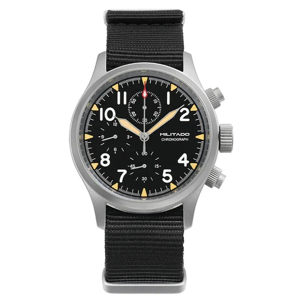 MILITADO Chronograph 39mm Watch BGW-9 Luminous Retro Military 100m Waterproof VK61 Quartz Movement Steel Vintage Men Wristwatch