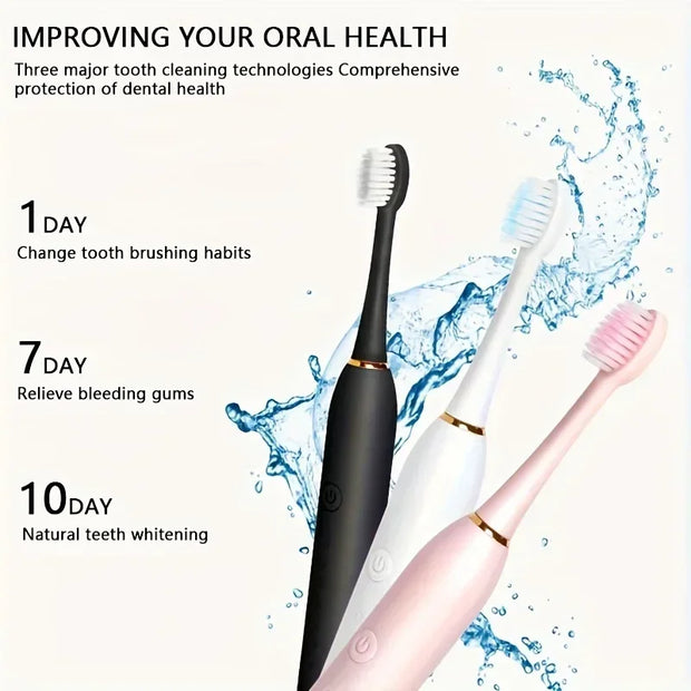 Smart Sonic Electric Toothbrush Waterproof Portable with Ultra Fine Soft Bristles 6 Speed Charging for Adults And Children