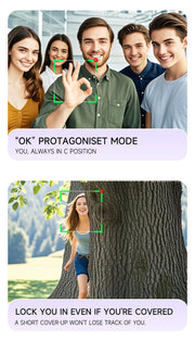 AI Face Tracking Handheld Gimbal Stabiliser 360° Shoot,Magnetic Remote Selfie Stick Tripod for Smartphone,1/4'' Screw for Camera