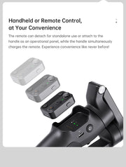 hohem Official V3 Smartphone Stabilizer Ai Face Tracking 3-Axis Phone Gimbal Built-in Selfie Stick Portable iPhone16/Samsung
