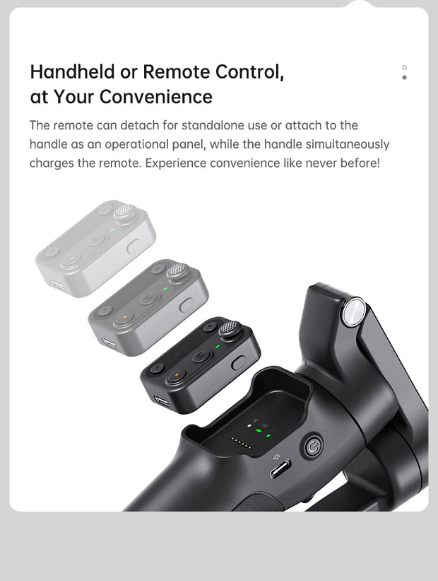 hohem Official V3 Smartphone Stabilizer Ai Face Tracking 3-Axis Phone Gimbal Built-in Selfie Stick Portable iPhone16/Samsung