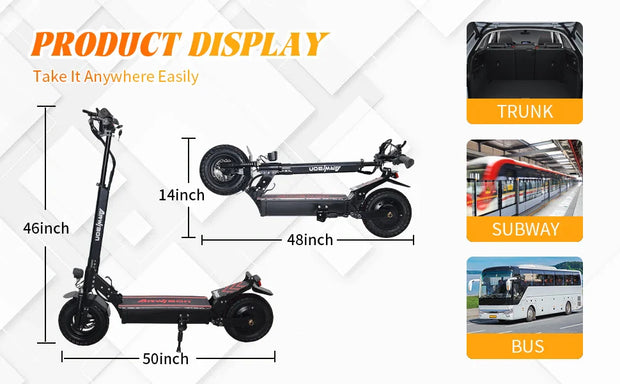 Arwibon Q30 2500W Adult Electric Scooter Single Motor Max Speed 50-60km/h, 48V16AH, 11 Inch Off Road Tire Sports Folding Electri