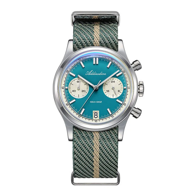 ADDIESDIVE Hot Sale AD2095 Watches For Men Multifunction Chronograph 38mm AR Coating Quartz WristWatches VK64 Waterproof Clock