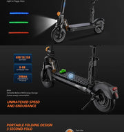 RuiToo RT6 1000W powerful  48V18.2AH Drive Electric scooters electr 10inch Tires Folding eScooter For Adult Raycool