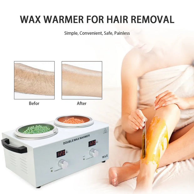 Wax Heater Double Paraffin Electronic Display Facial Skin SPA Equipment Dual Hot Hair Removal Tool Adjustable Temperature