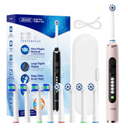 Seago Rotating Electric Toothbrush for Adults with 8 Toothbrush Heads and Travel Box Smart Display 5 Modes Waterproof SG-2607
